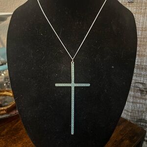 Vintage 1970-80’s Faux Turquoise Cross Pendant Necklace